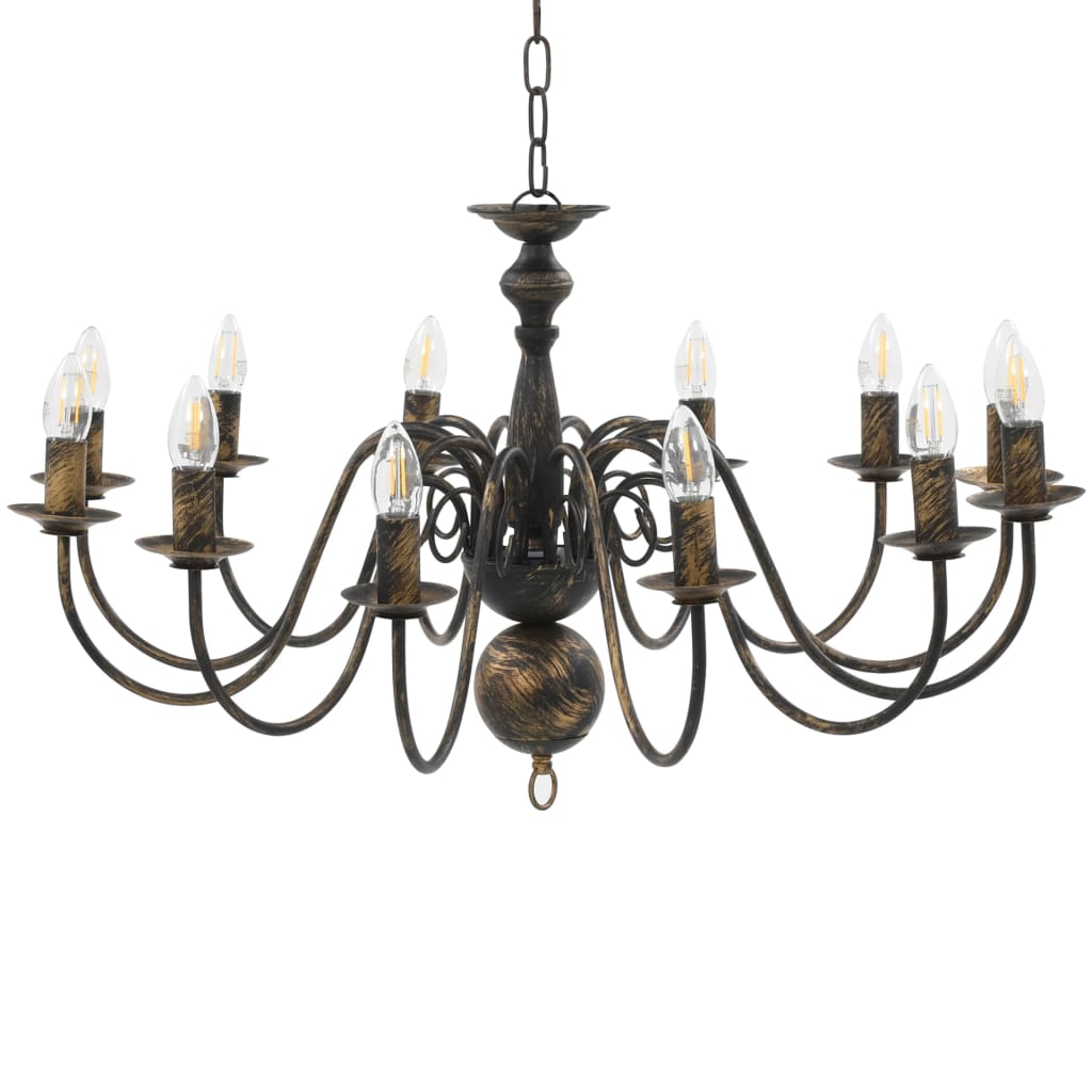 Lustre antigo de 12 lâmpadas e14 preto