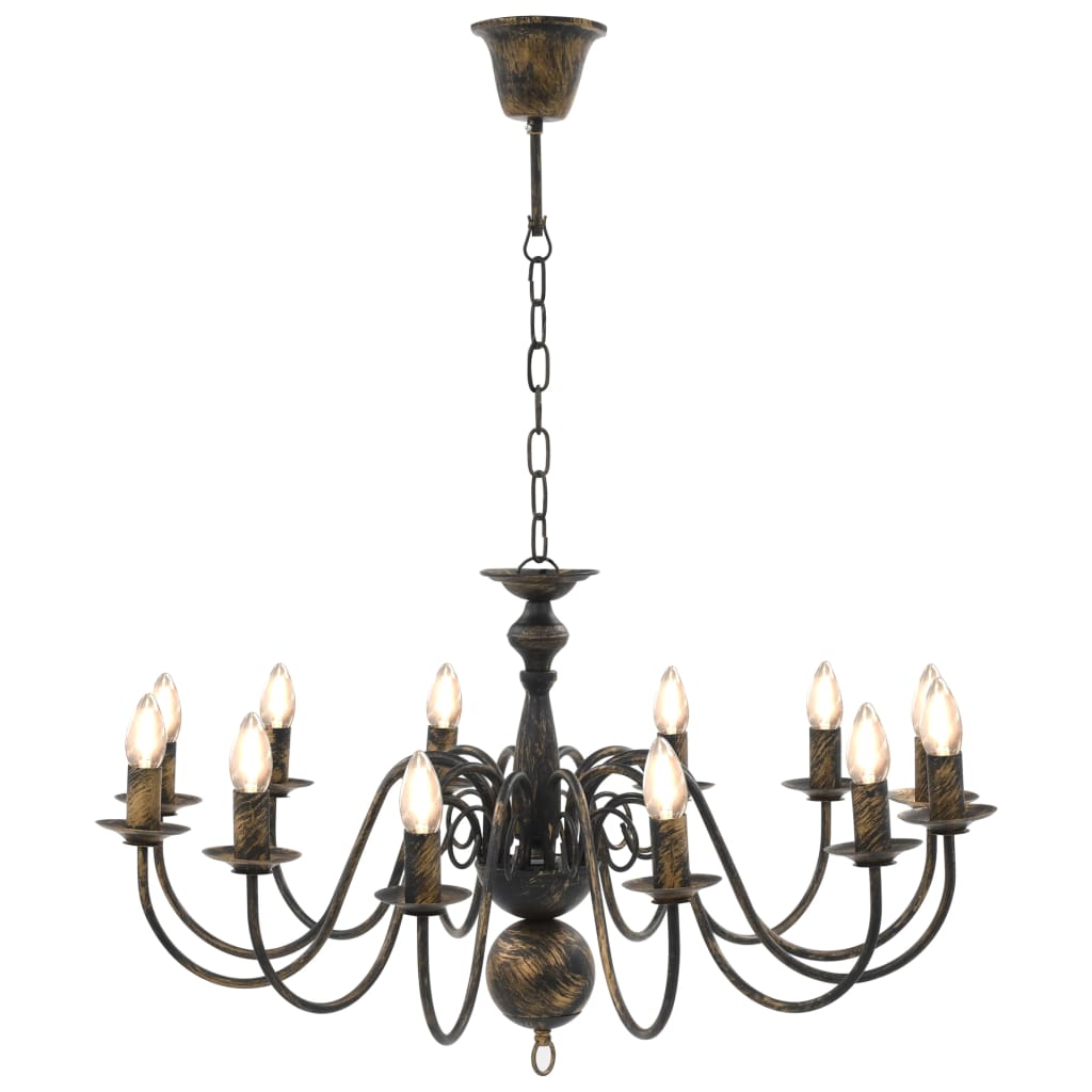 Lustre antigo de 12 lâmpadas e14 preto