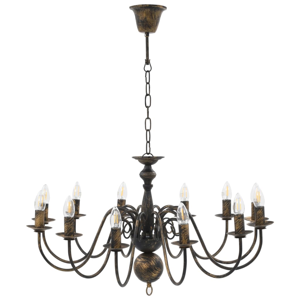 Lustre antigo de 12 lâmpadas e14 preto