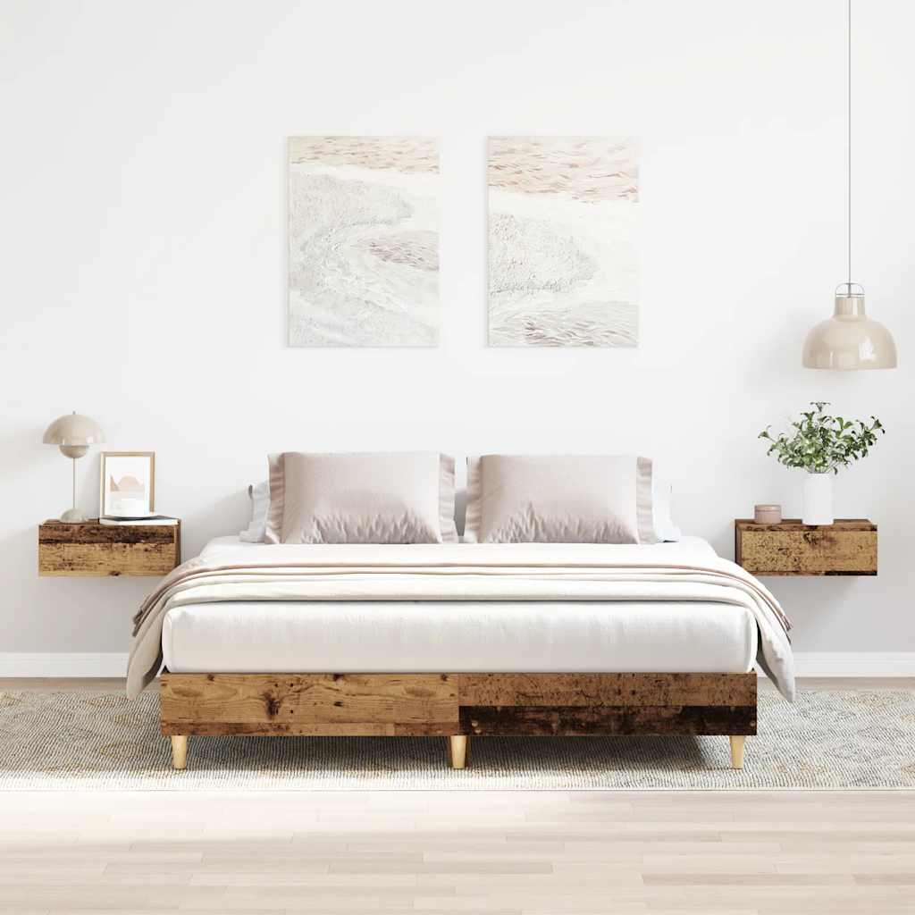 Estrutura de cama sem colchão 150x200 cm madeira velha