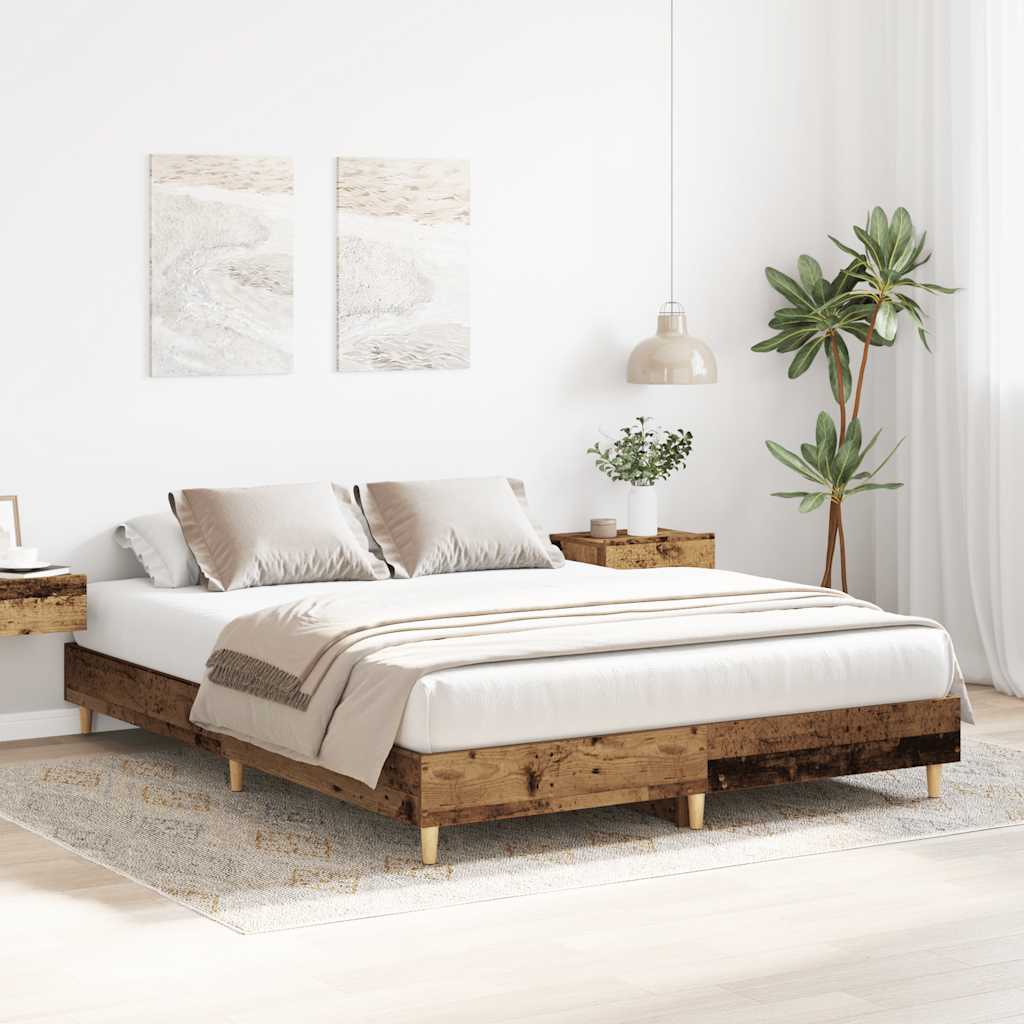 Estrutura de cama sem colchão 150x200 cm madeira velha