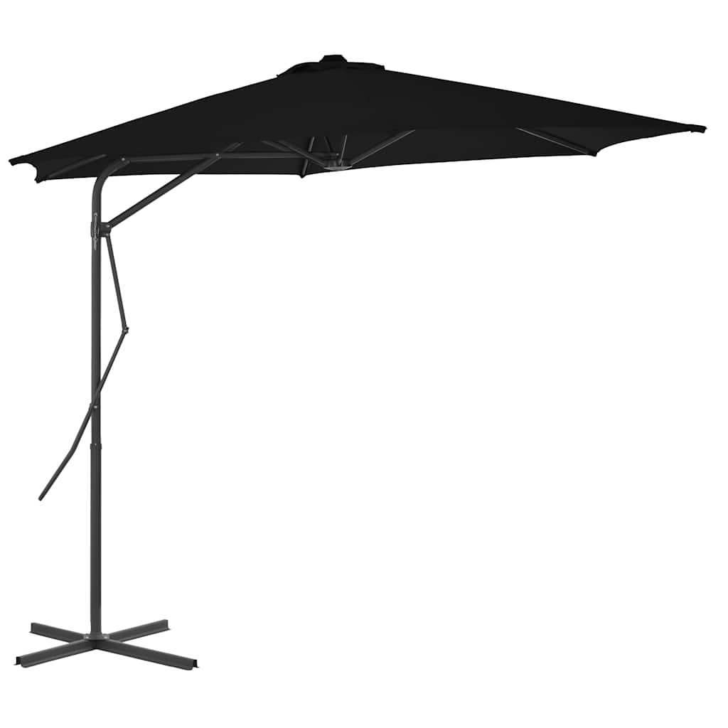 Guarda-sol de jardim com poste de aço 300x230 cm preto