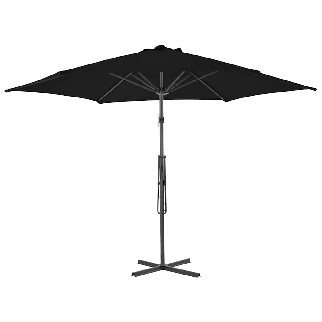 Guarda-sol de jardim com poste de aço 300x230 cm preto