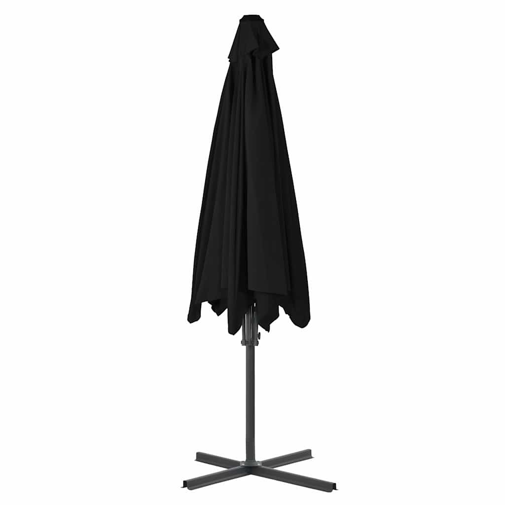 Guarda-sol de jardim com poste de aço 300x230 cm preto