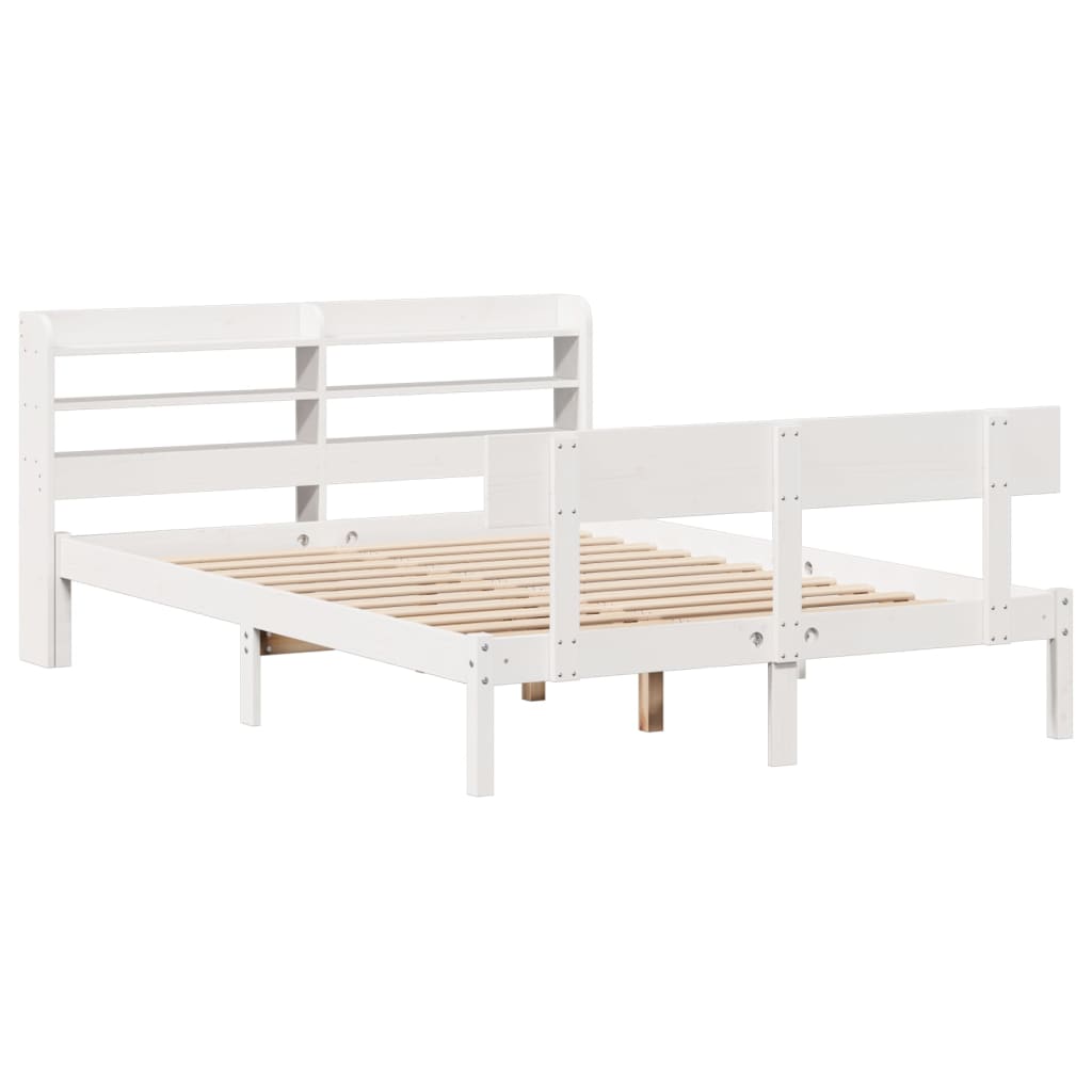 Cama sem colchão 160x200 cm madeira de pinho maciça branco