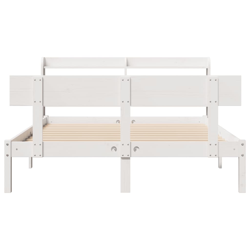 Cama sem colchão 160x200 cm madeira de pinho maciça branco