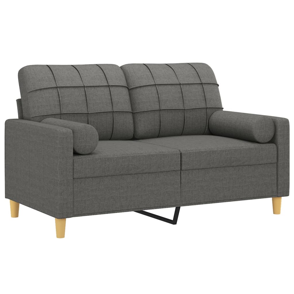 Sofá 2 lugares +almofadas decorativas 120cm tecido cinza-escuro