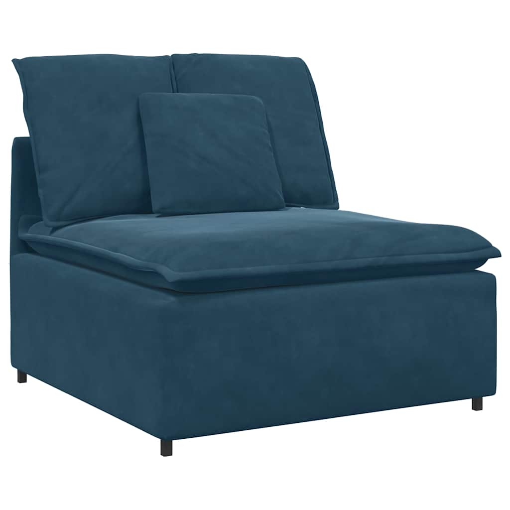 Sofá modular com pufes e almofadas azul