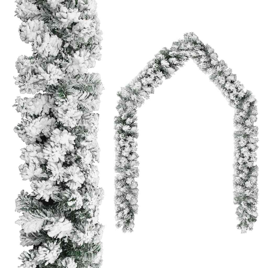 Grinalda de natal com neve 10 m PVC verde