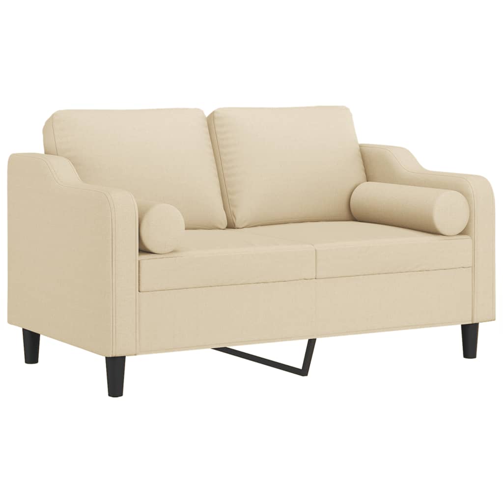 Sofá 2 lugares + almofadas decorativas 120 cm tecido cor creme