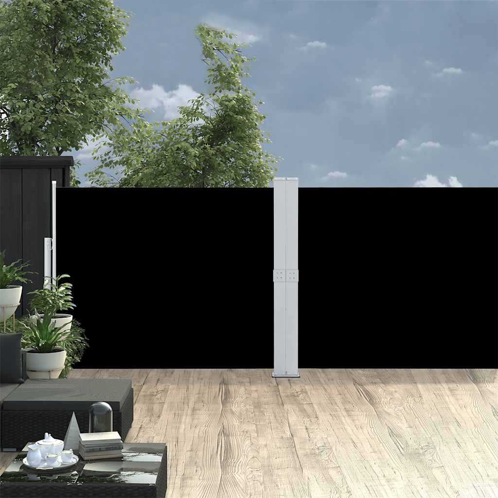Toldo lateral retrátil para pátio 140x1200 cm preto