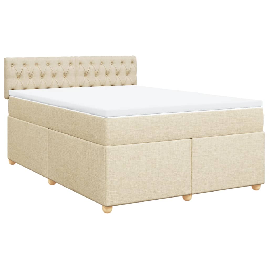 Cama com molas/colchão 160x200 cm tecido cor creme