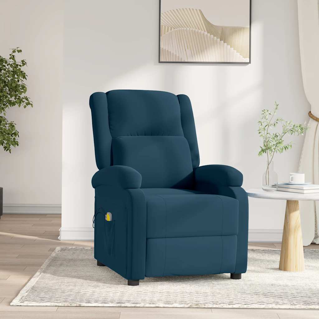 Poltrona de massagens elétrica veludo azul