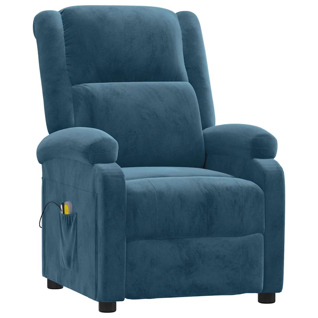 Poltrona de massagens elétrica veludo azul
