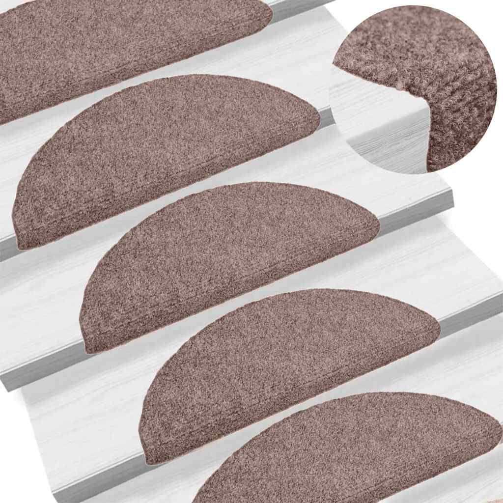 Tapetes de escada autoadesivos 30 peças 65x21x4 cm marrom claro semicircular grande