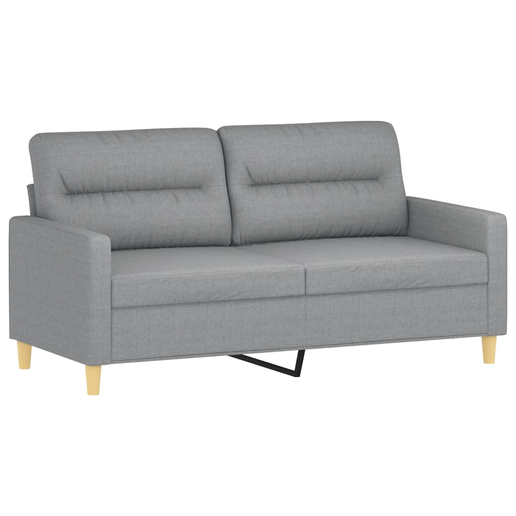 2 Pcs conjunto de sofás com almofadas tecido cinzento-claro