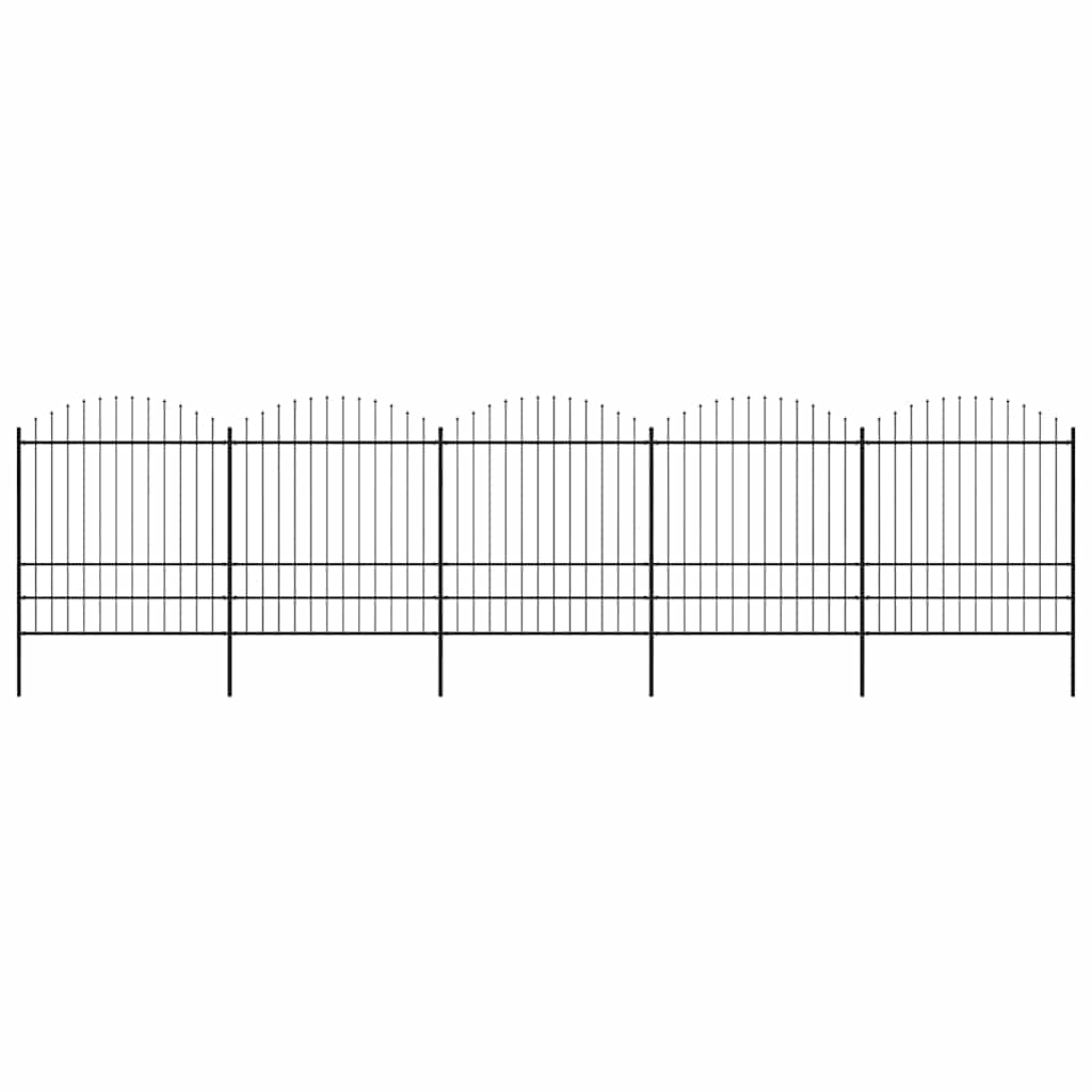 Cerca de jardim com topo em forma de lança em aço 838x200 cm, preta