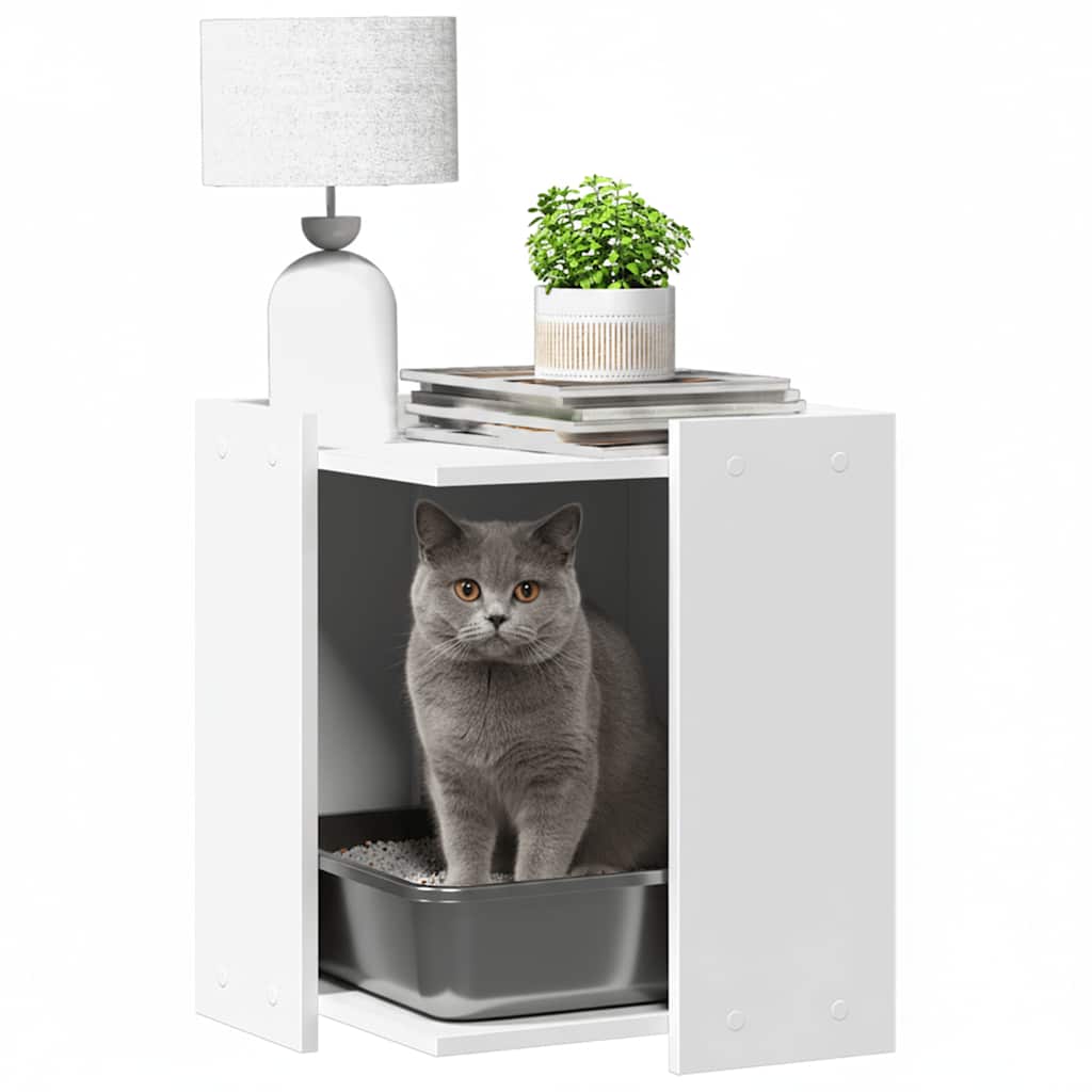 Compartimento p/ caixa de areia de gatos deriv. madeira branco