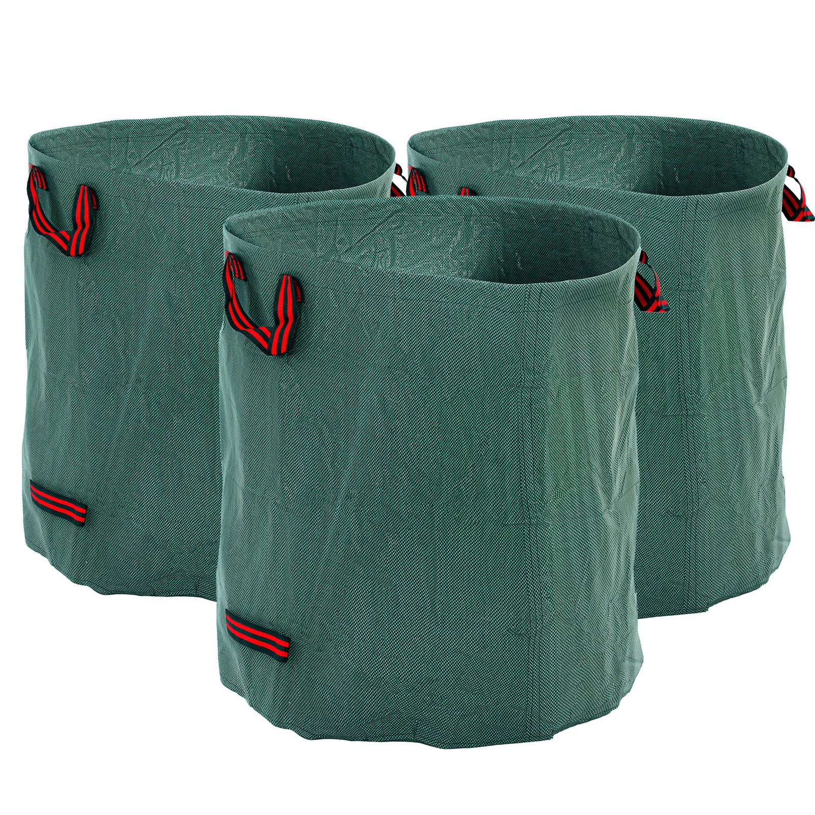 Conjunto de 3 sacos de resíduos de jardim 272l resistentes com pegas reforçadas e aros flexíveis dobráveis e reutilizáveis ø67x76 cm verde