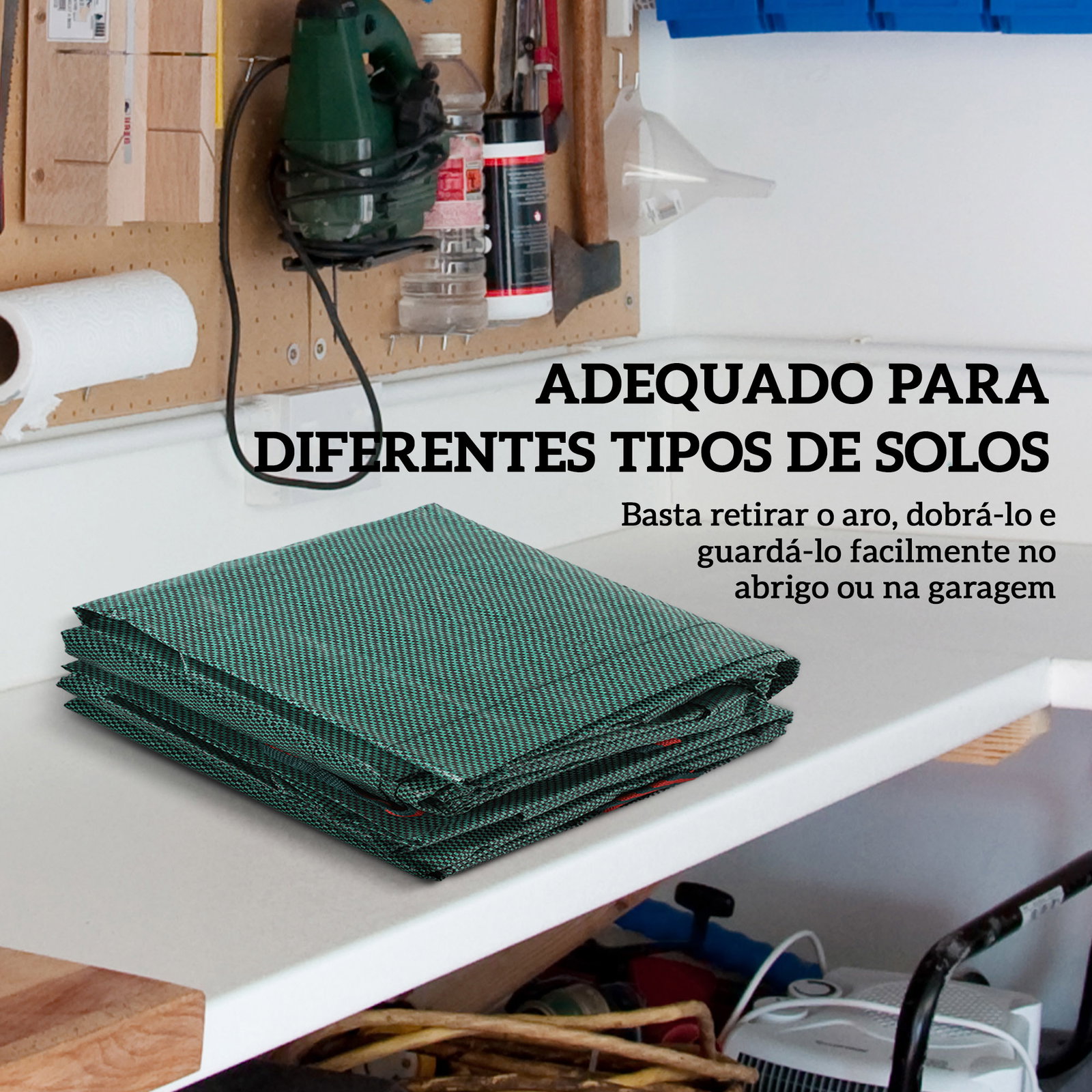 Conjunto de 3 sacos de resíduos de jardim 272l resistentes com pegas reforçadas e aros flexíveis dobráveis e reutilizáveis ø67x76 cm verde
