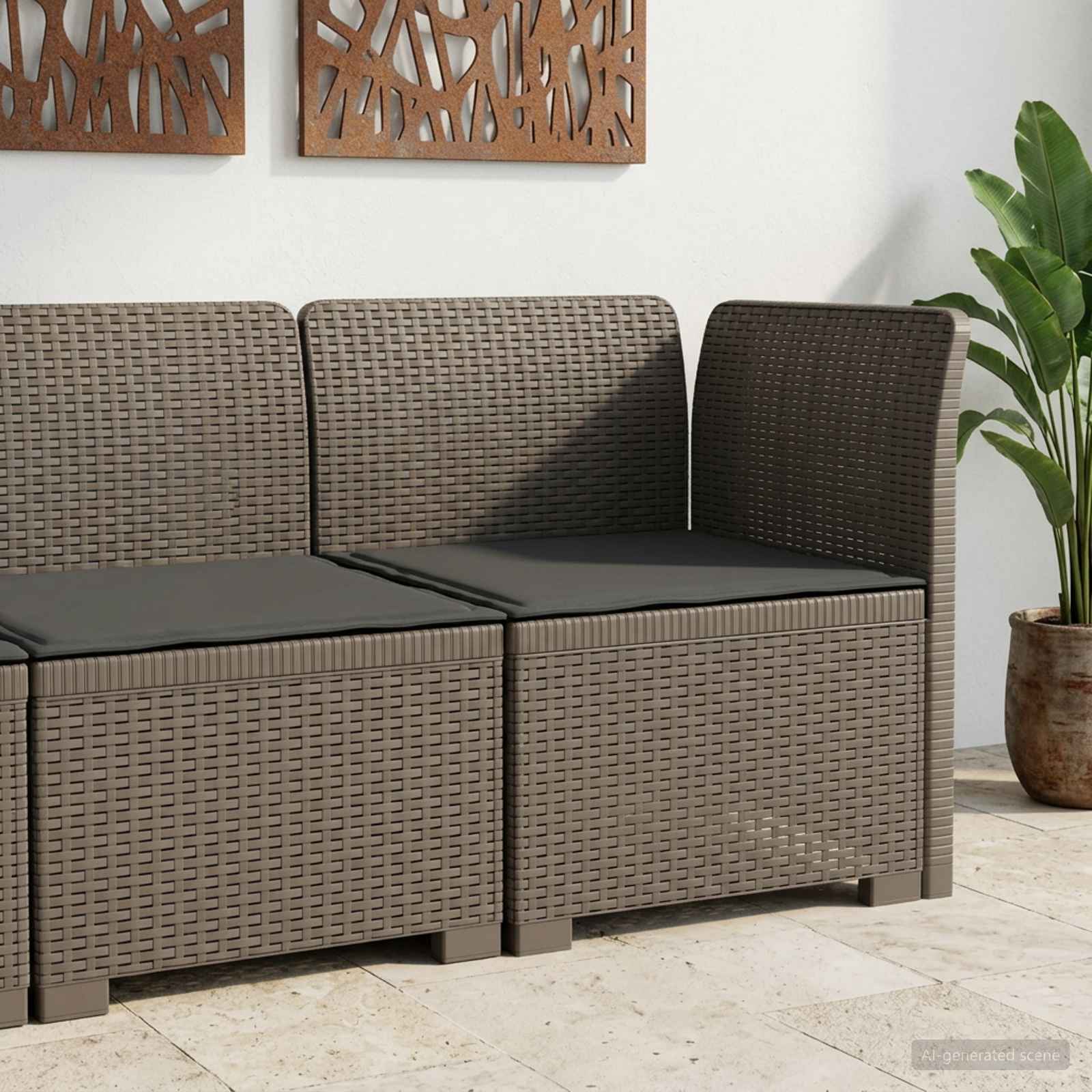 Sofá de jardim 1 lugar com almofada look rattan PP