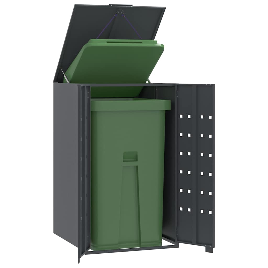Armazenamento de lixeira com rodas para lixeira individual antracite 69x79x117 cm aço