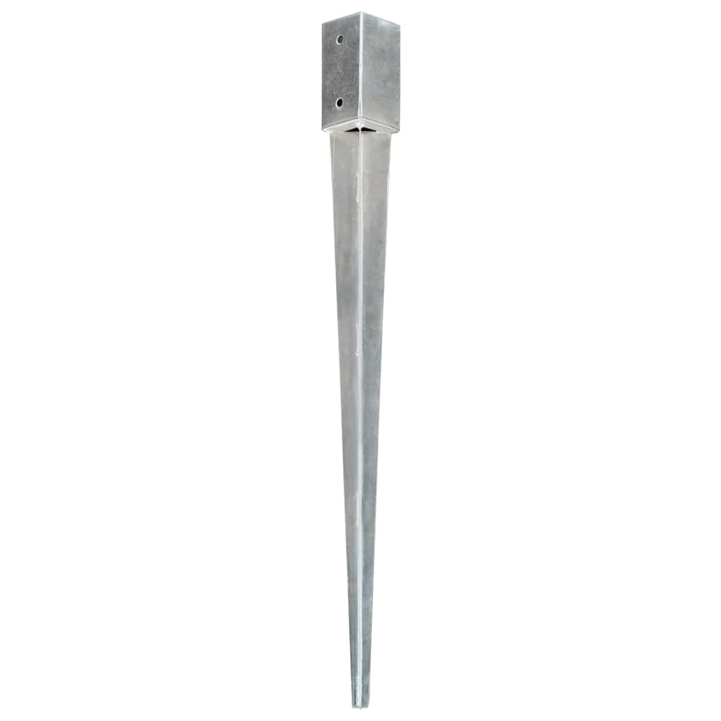 Estacas de enterrar 6 pcs 7x7x90 cm aço galvanizado prateado
