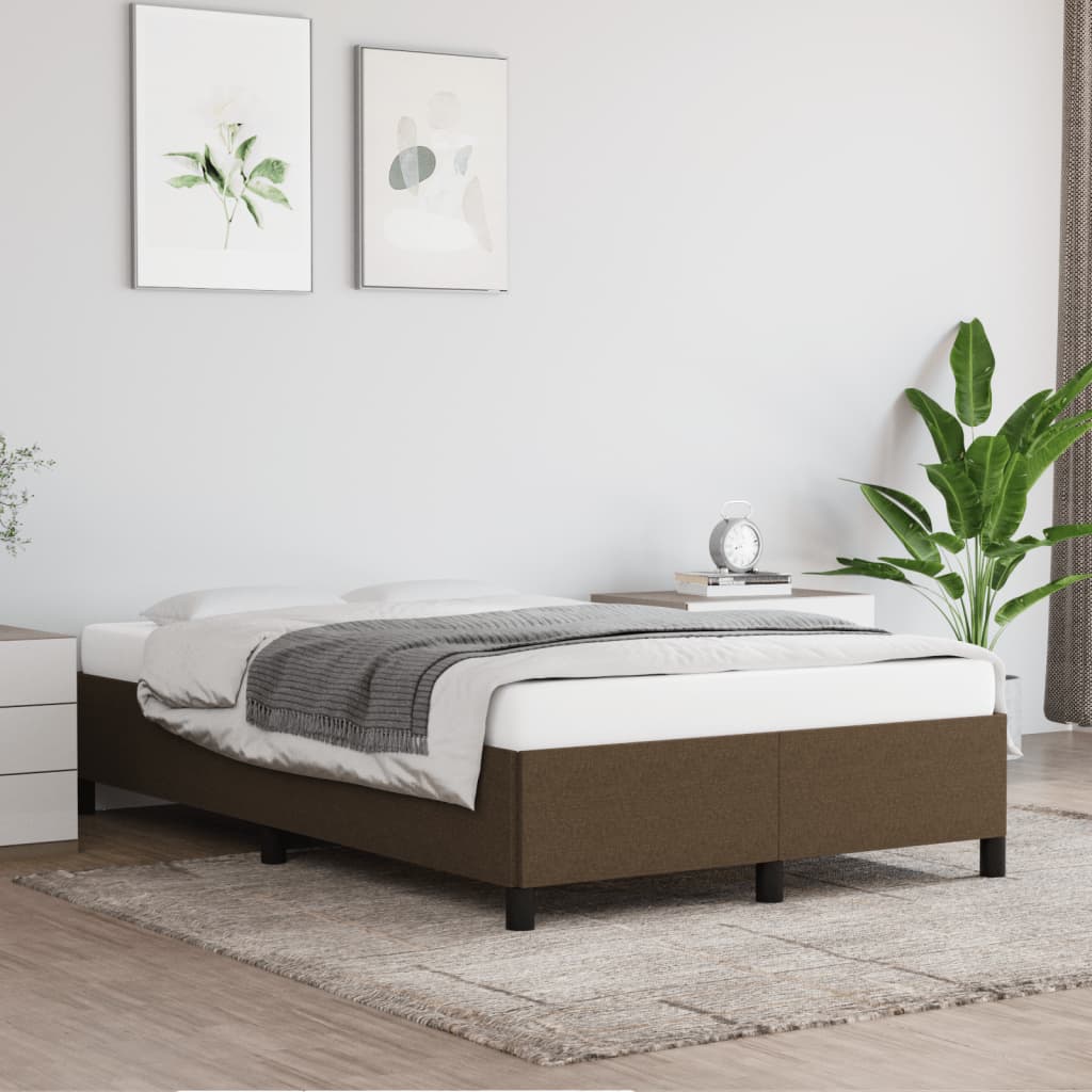 Estrutura de cama sem colchão 120x200 cm tecido castanho-escuro