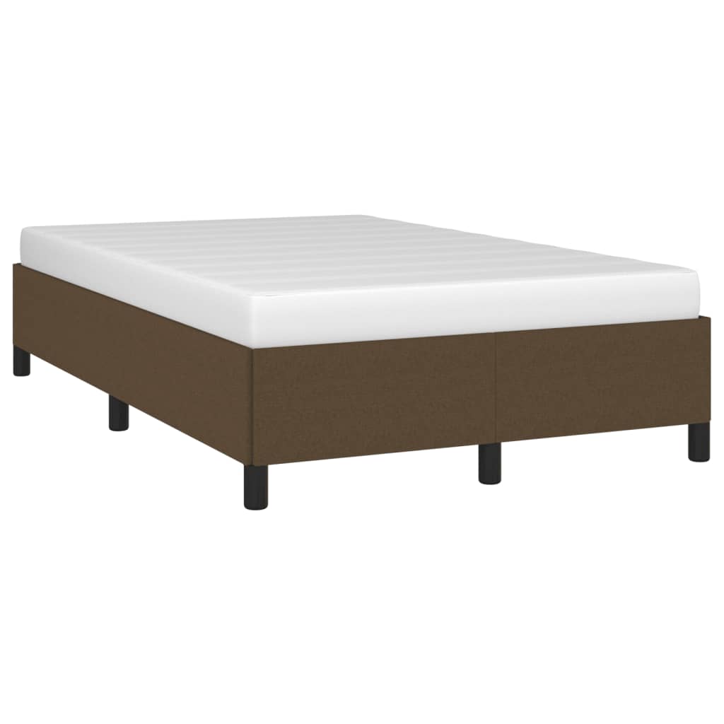 Estrutura de cama sem colchão 120x200 cm tecido castanho-escuro
