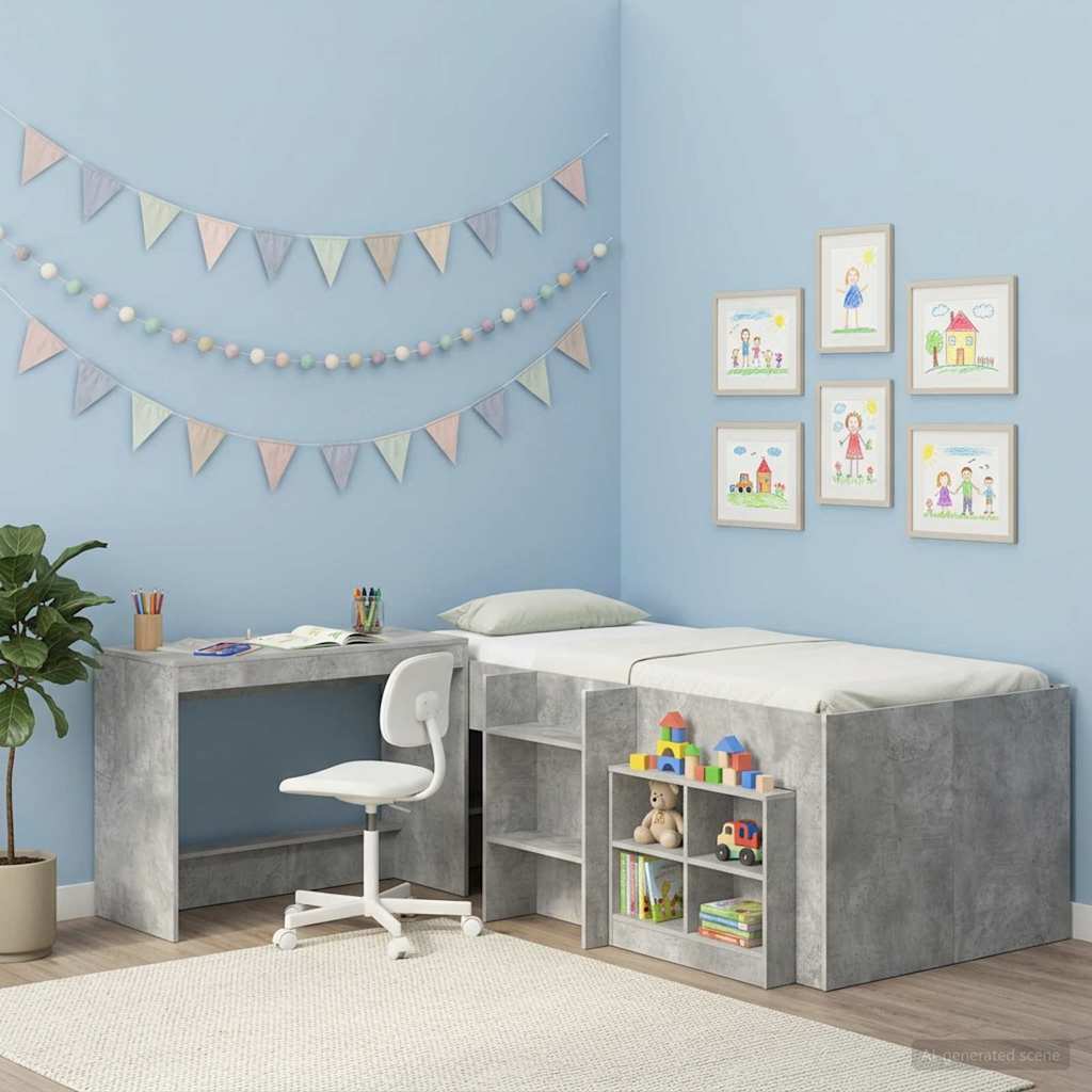 Mesa de cama cinzento cimento derivados de madeira