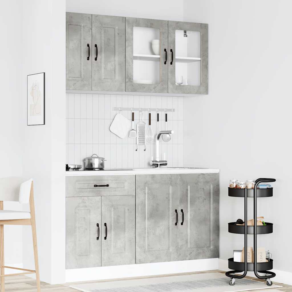 4 Peças armário de cozinha conjunto kalmar concreto cinza