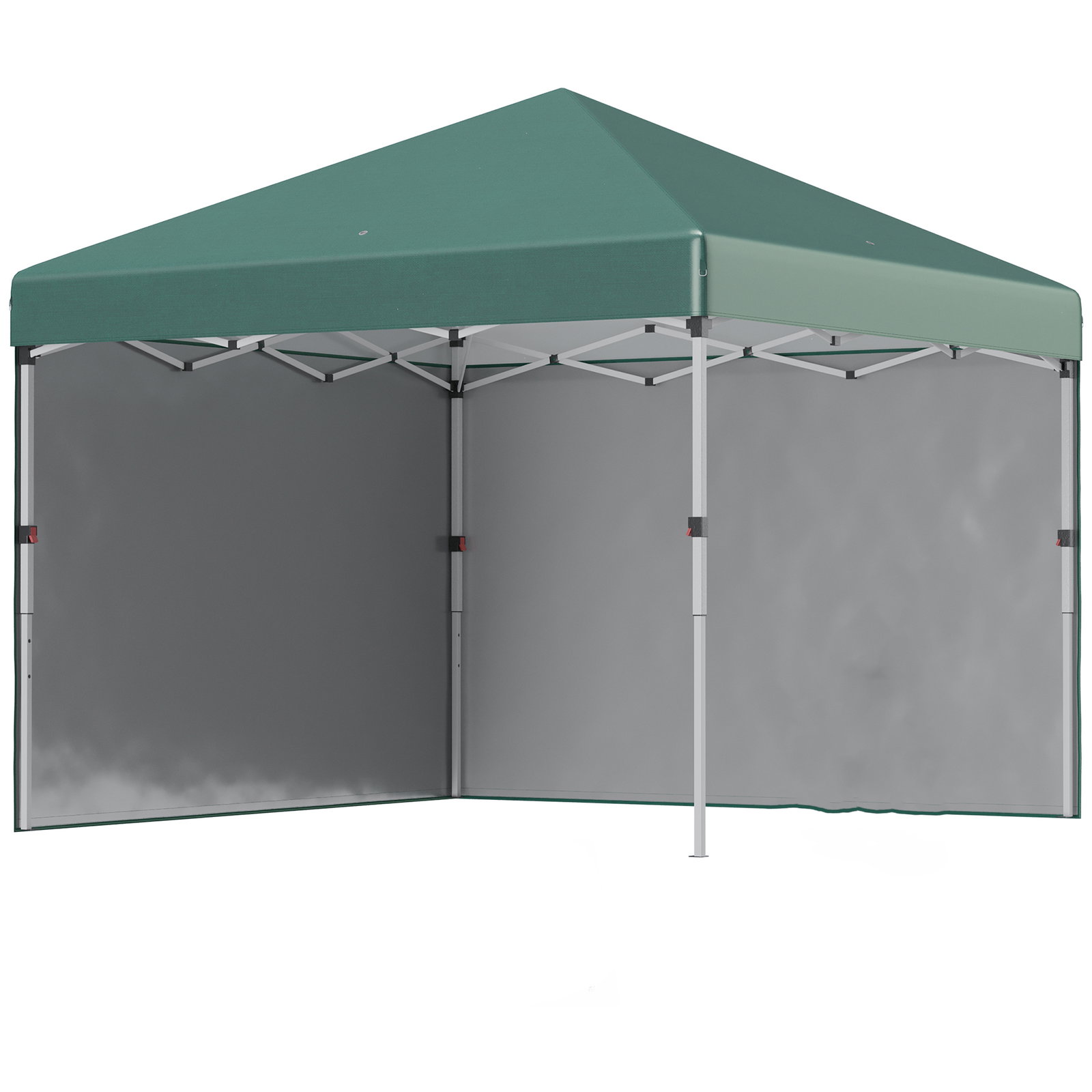 Tenda dobrável pop-up 297x297x288 cm com 2 paredes laterais anti-UV altura ajustável em 3 níveis e bolsa de transporte verde
