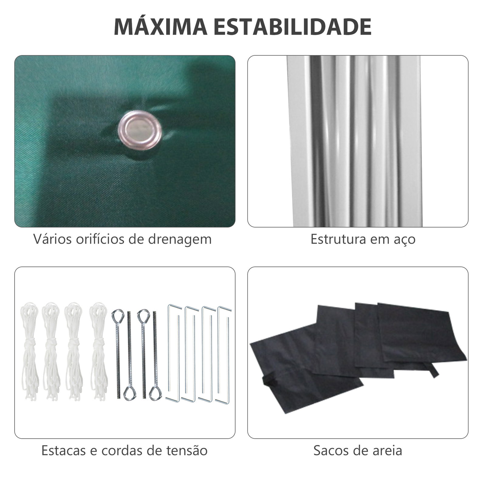 Tenda dobrável pop-up 297x297x288 cm com 2 paredes laterais anti-UV altura ajustável em 3 níveis e bolsa de transporte verde