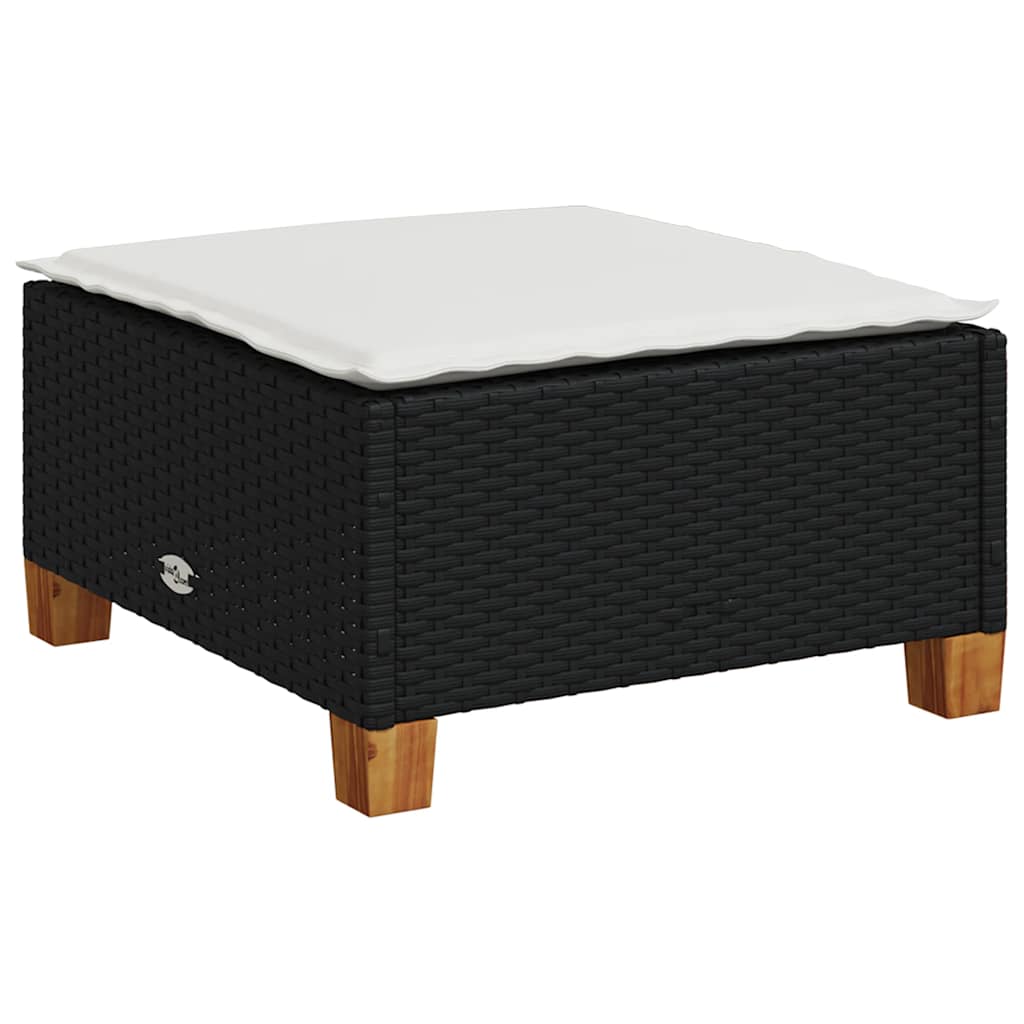 6 Pcs conjunto sofás de jardim c/ almofadões vime PE preto
