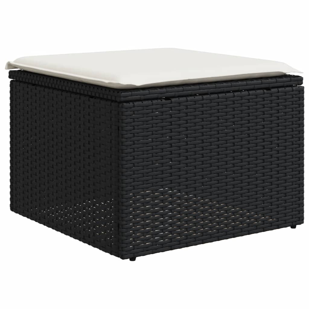 6 Pcs conjunto sofás de jardim c/ almofadões vime PE preto