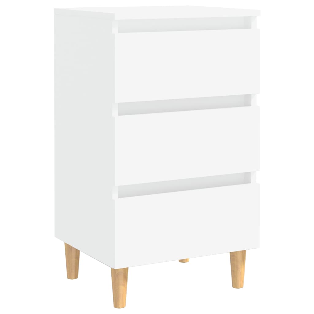 Mesa de cabeceira c/ pernas em madeira maciça 40x35x69cm branco