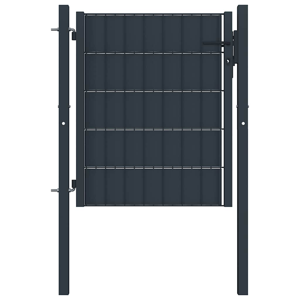 Portão de cerca em PVC e aço 100x100 cm antracite.