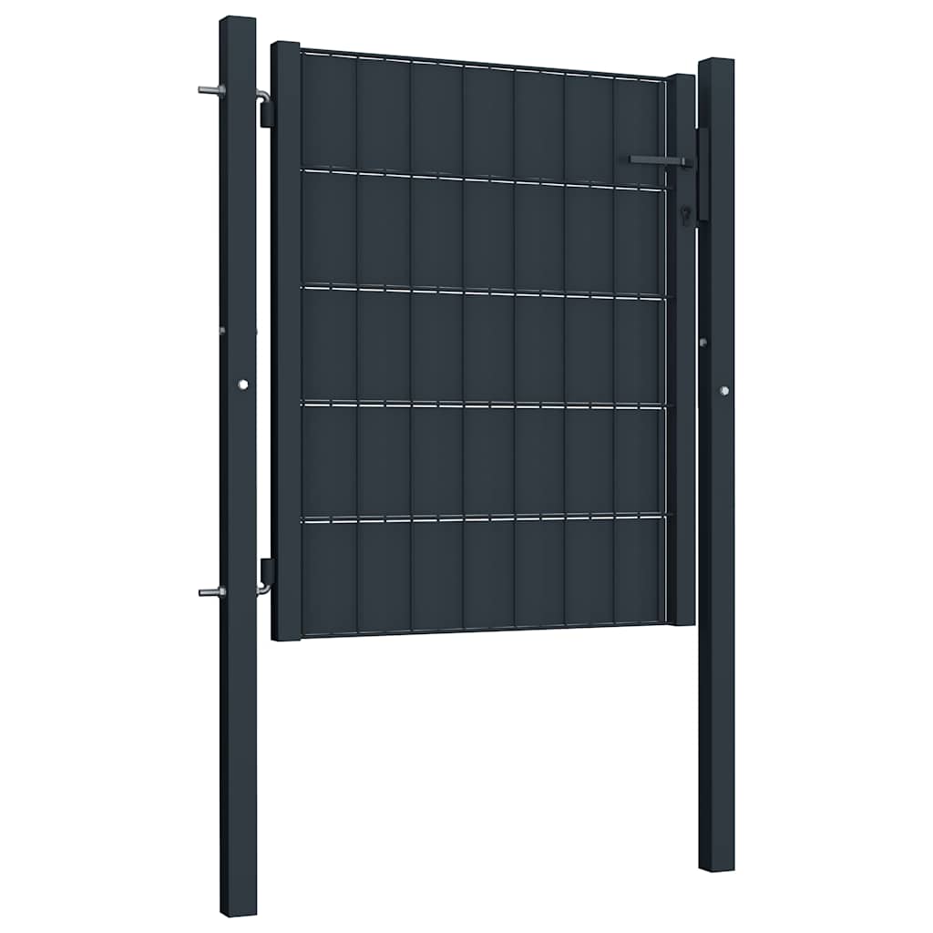 Portão de cerca em PVC e aço 100x100 cm antracite.