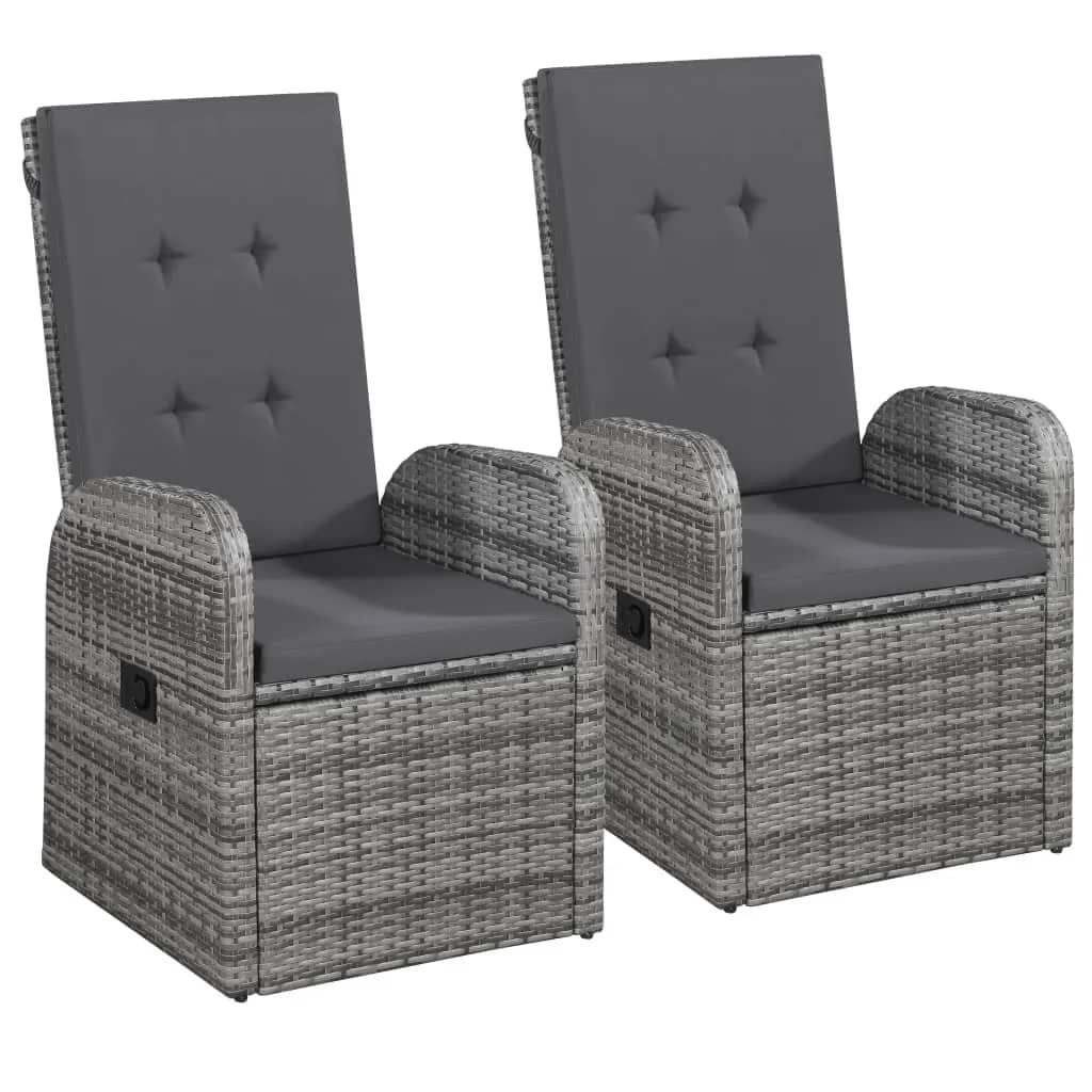 9 Pcs conjunto de jantar para jardim com almofadões cinza
