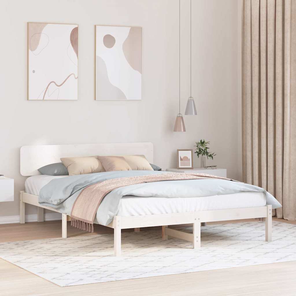 Estrutura da cama com cabeceira branco 200 x 200 cm