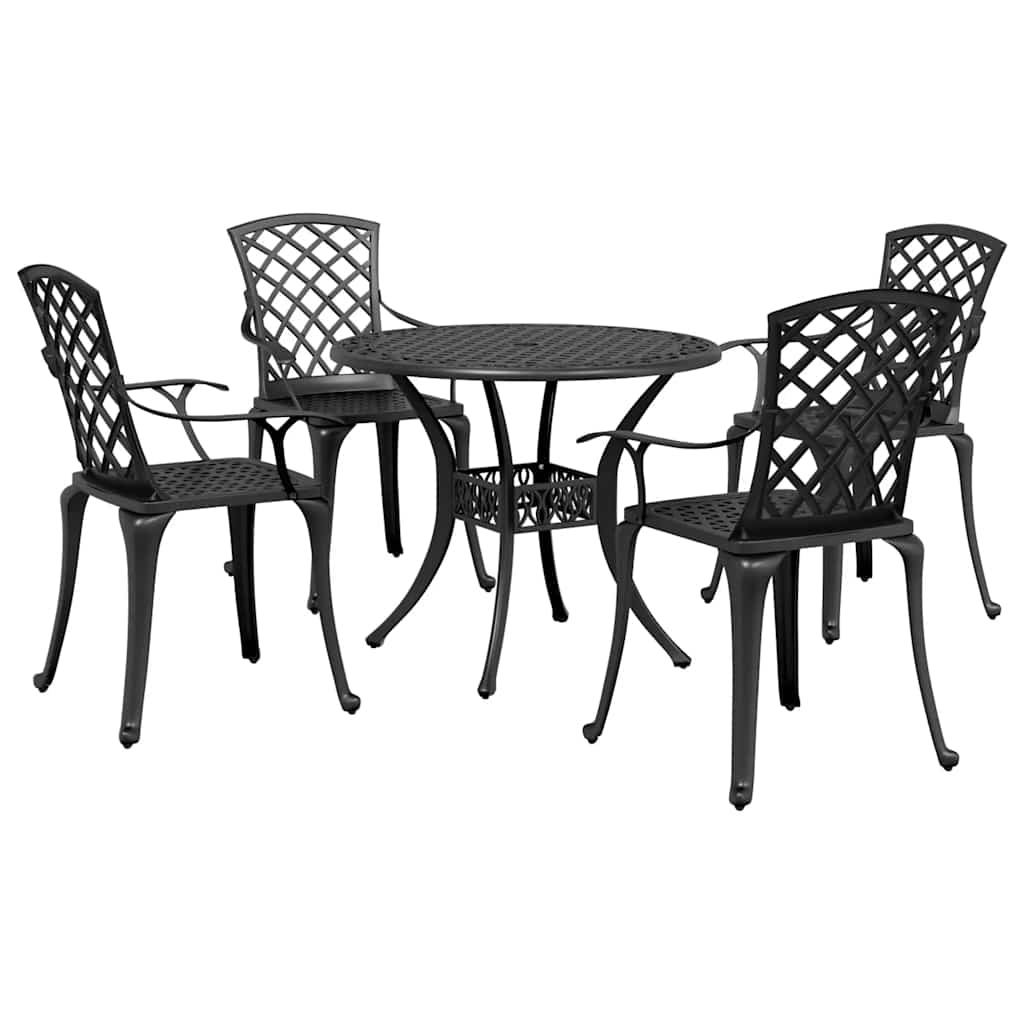 5 Pcs conjunto de jantar para jardim alumínio fundido preto