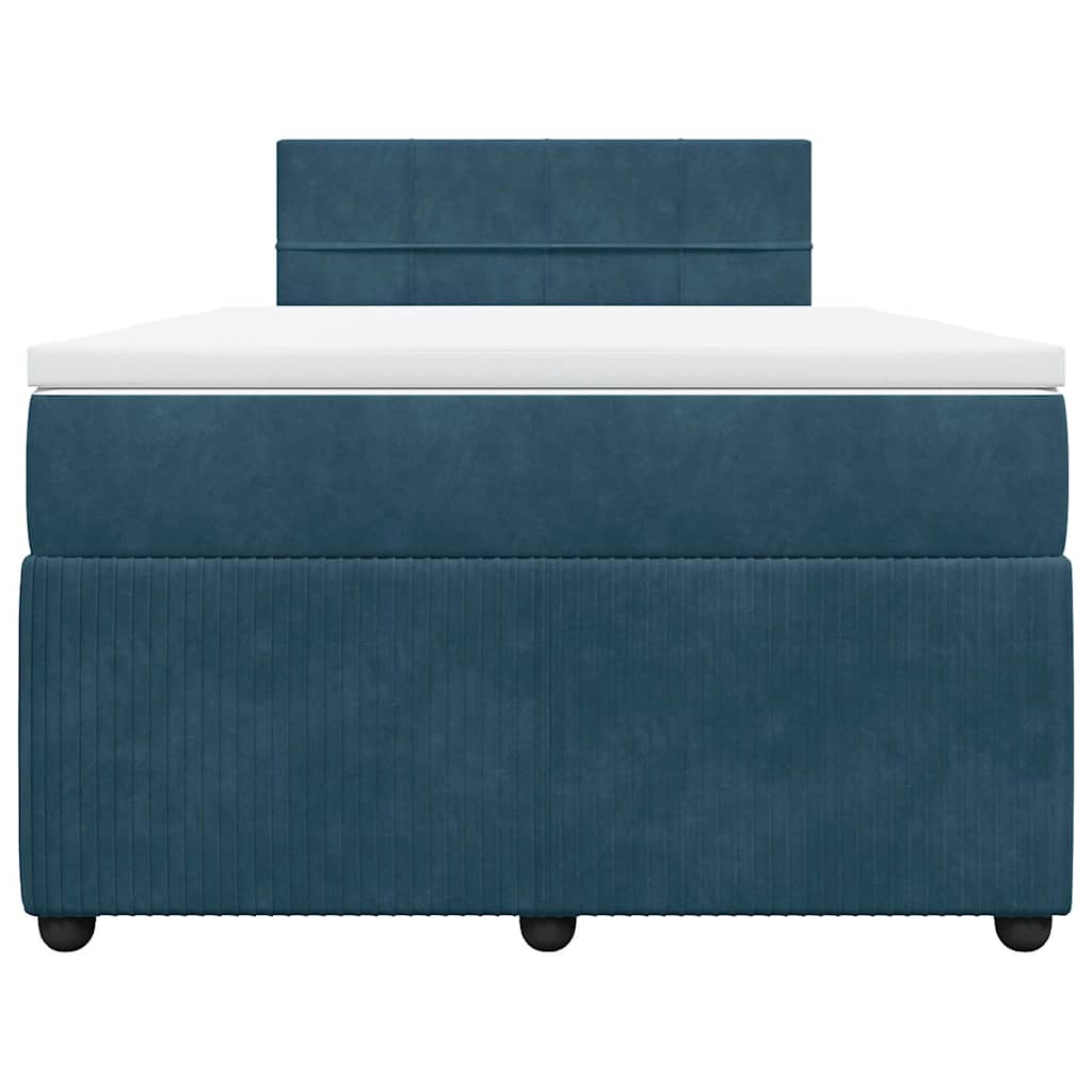 Cama boxspring com colchão 120x200 cm veludo azul
