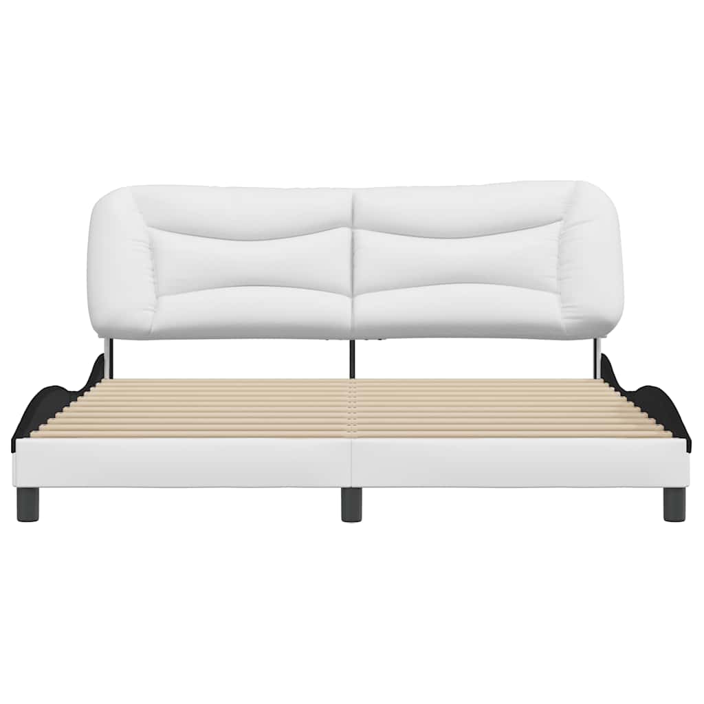 Estrutura de cama sem colchão hvar couro artificial branco e preto