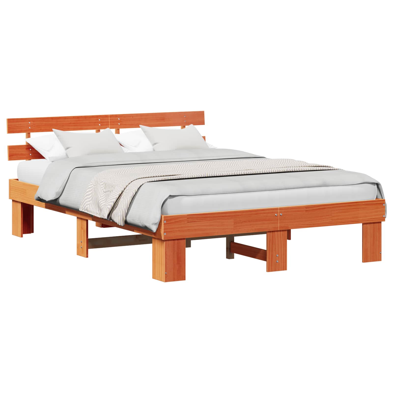 Estrutura da cama com cabeceira marrom cera 160 x 200 cm