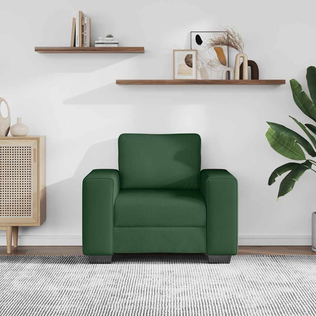 Poltrona 100x77x82 cm tecido corduroy verde escuro