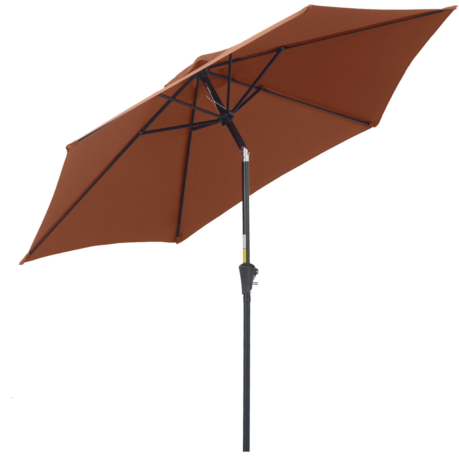 Chapéu de sol de jardim ø260x235cm de alumínio reclinável com manivela e 6 hastes para terraço exterior varanda café