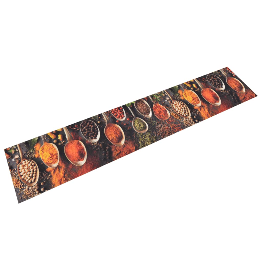 Tapete de cozinha lavável 60x300 cm veludo colheres/especiarias