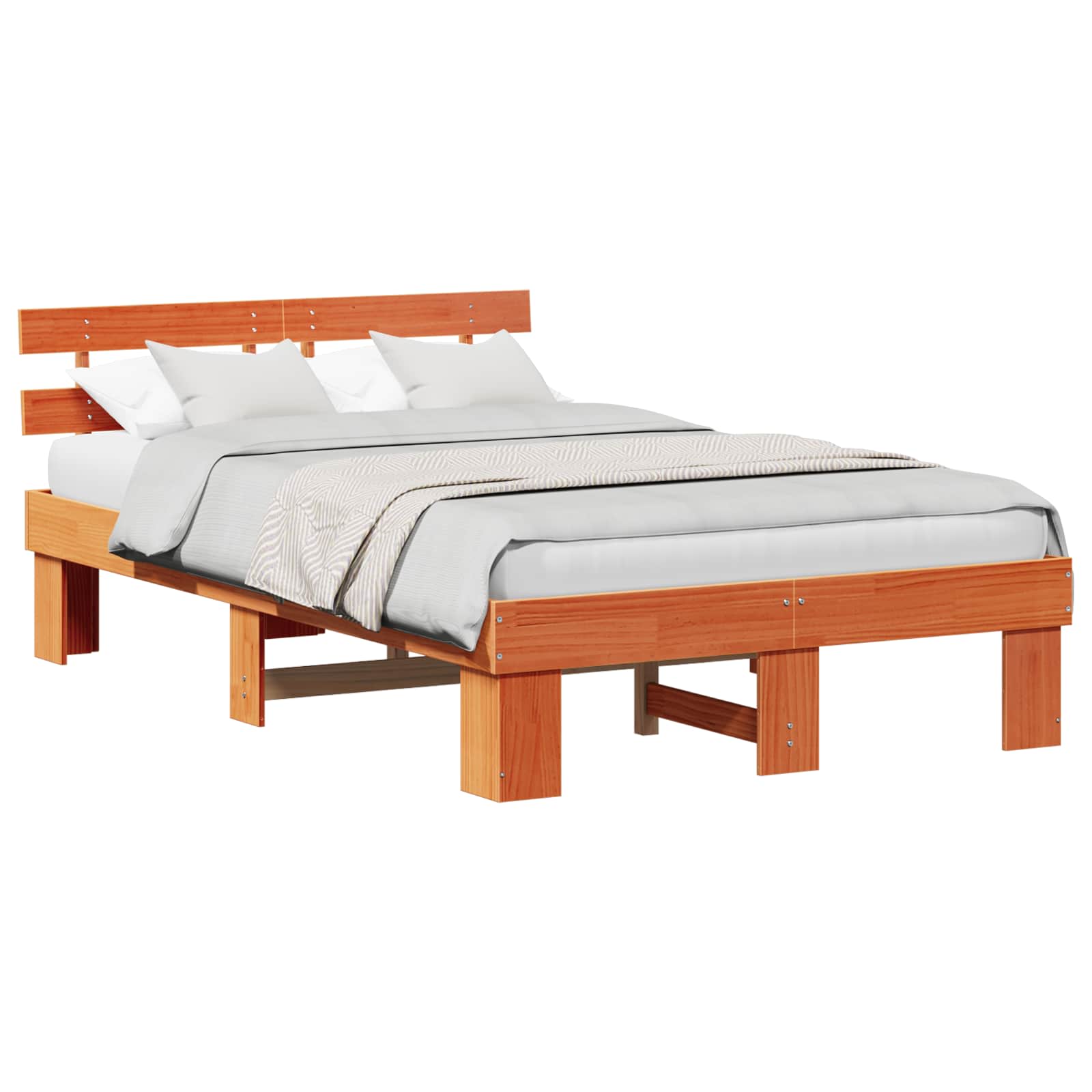 Estrutura da cama com cabeceira marrom cera 120 x 200 cm