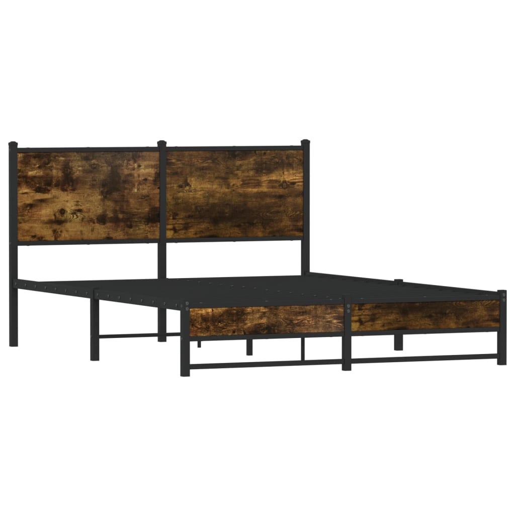 Estrutura de cama sem colchão 140x200 cm metal carvalho fumado
