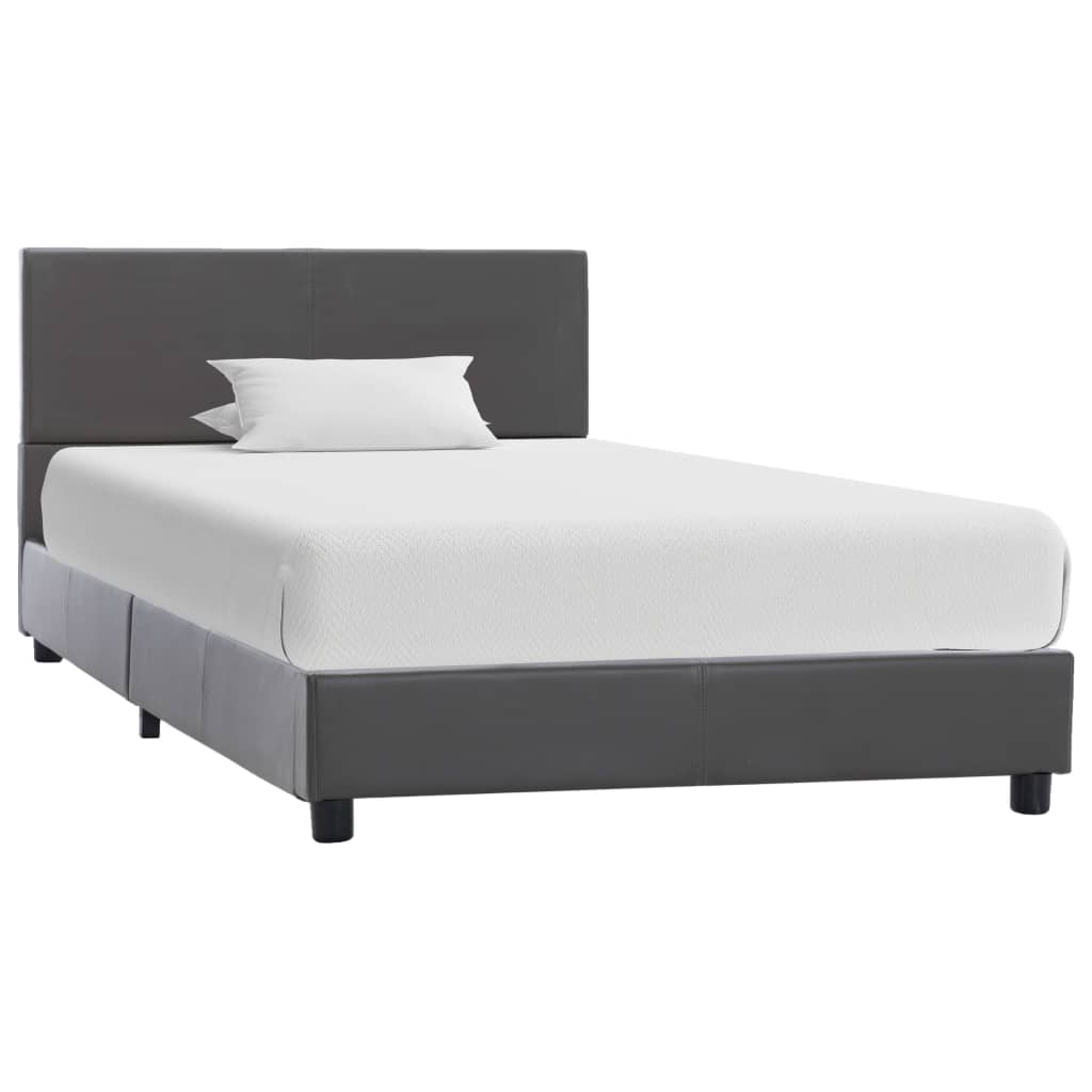 Estrutura de cama 90x200 cm couro artificial cinzento